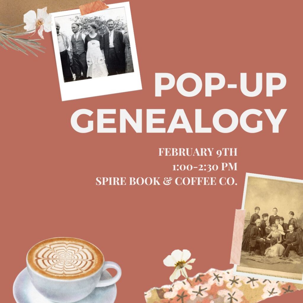 Pop-up Genealogy at Spire Coffee in February