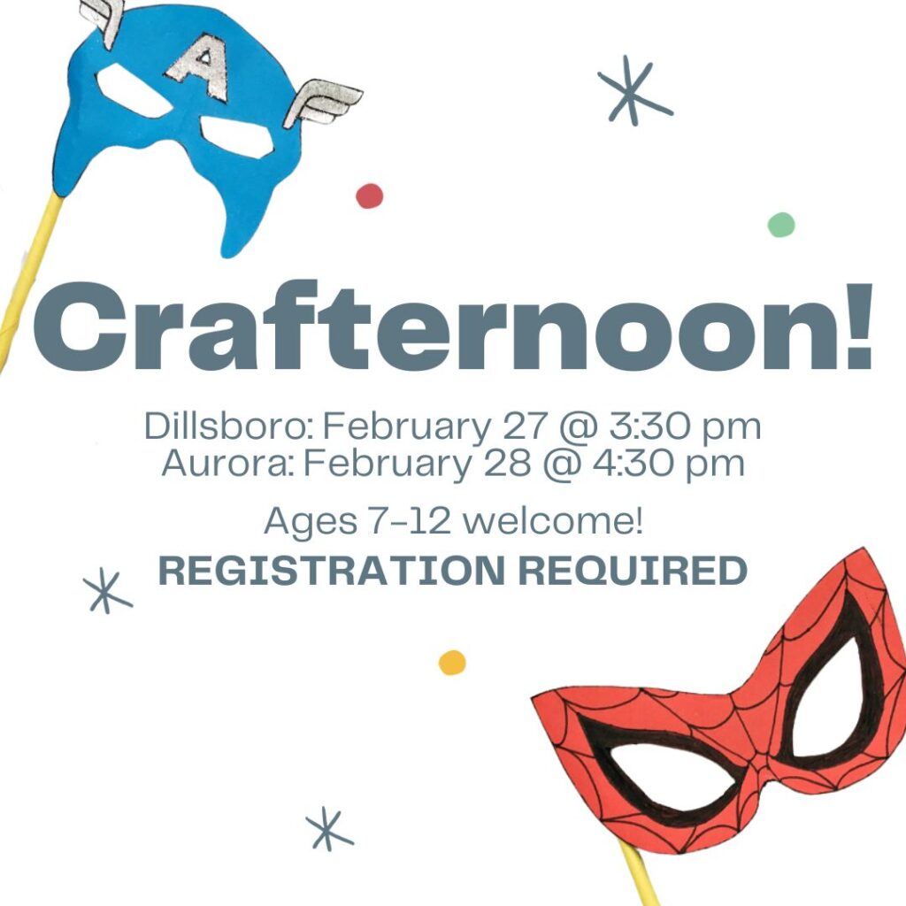 Crafternoons meets in February